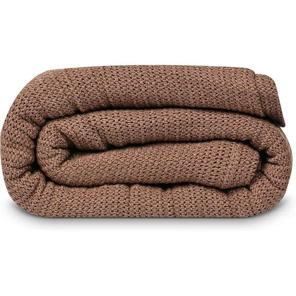 Linteum Textile 100% Cotton Leno Weave Blanket (Chocolate, Queen) 90x90 Inches