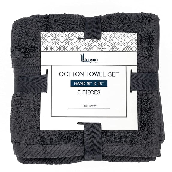 Linteum Textile 12 Piece Towel Set, 16x28 Inch, 100% Soft Cotton Zero Twist 16 Single Yarn Ring Spun Luxury Hand and Face Towels Spa Quality (Stone Grey)