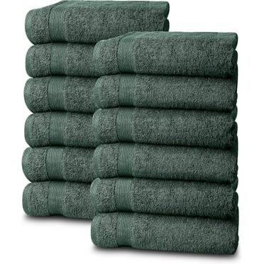 Linteum Textile 100% Cotton Premium Hand Towels 16x27 Inches [Pack of 24] Hunter Green