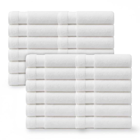 Linteum Textile 100% Cotton Premium Hand Towels 16x27 Inches [Pack of 24] White