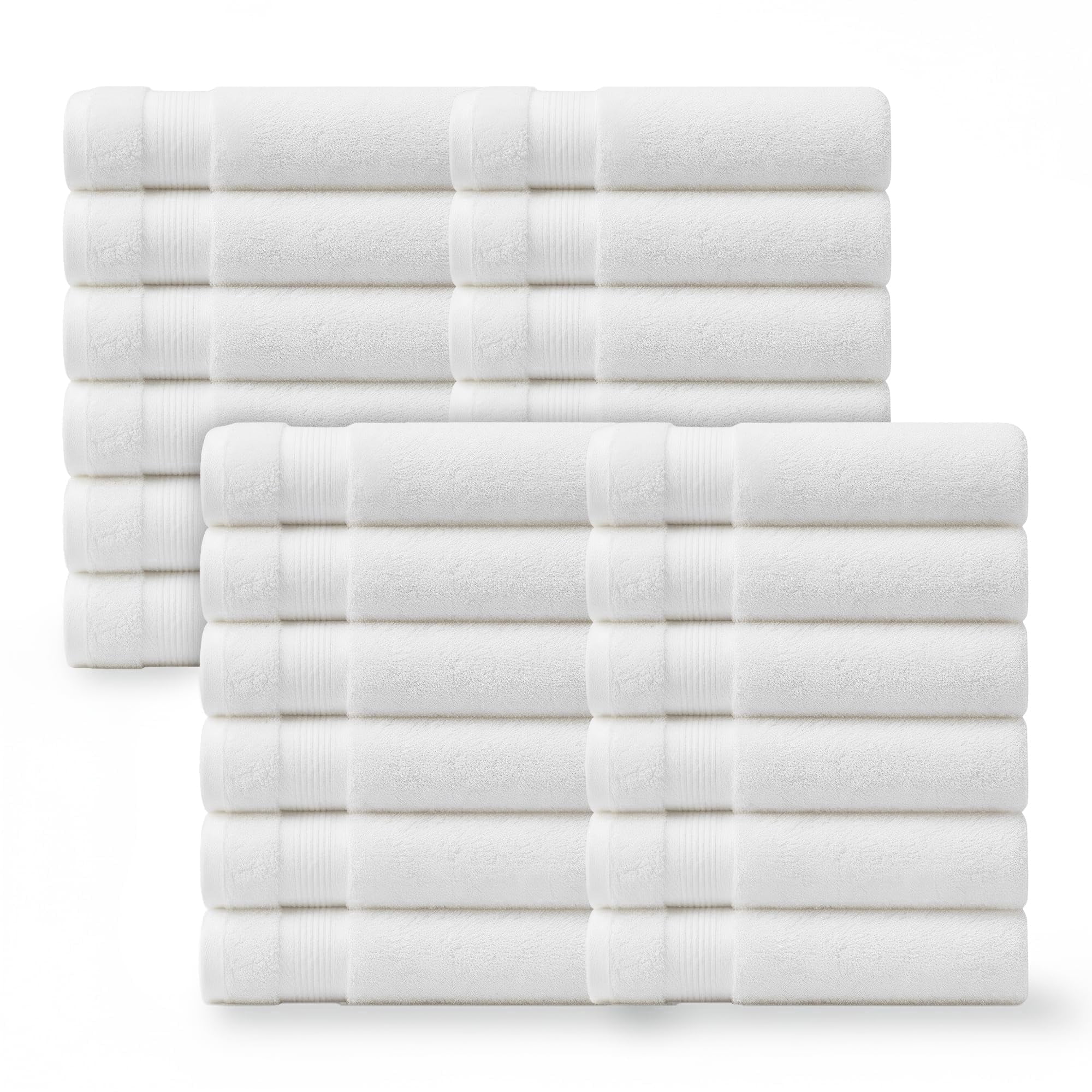 Linteum Textile 100% Cotton Premium Hand Towels 16x27 Inches [Pack of 24] White