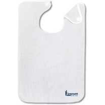 Linteum Textile 18x30 inches White 100% Cotton Unisex Adult Bib (12 Pack) Velcro Closure