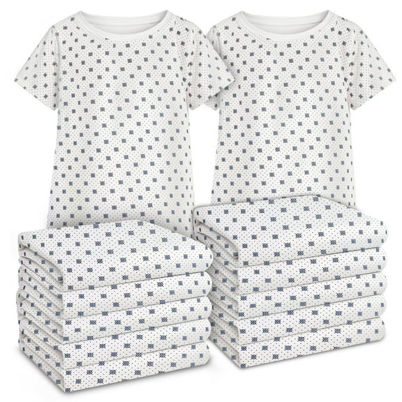 Linteum Textile 12 Pack Hospital Patient Gown White & Blue Snowflake, One Size Fits All