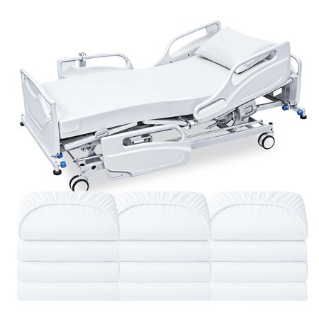 Linteum Textile 12 Pack White (42"x84"x14") Fitted Bariatric Hospital Bed Sheets - Cotton Blended Soft Jersey Knitted Sheets - Shrinkage & Fade Resistant for Home, Hotel, Motel & Rental Properties