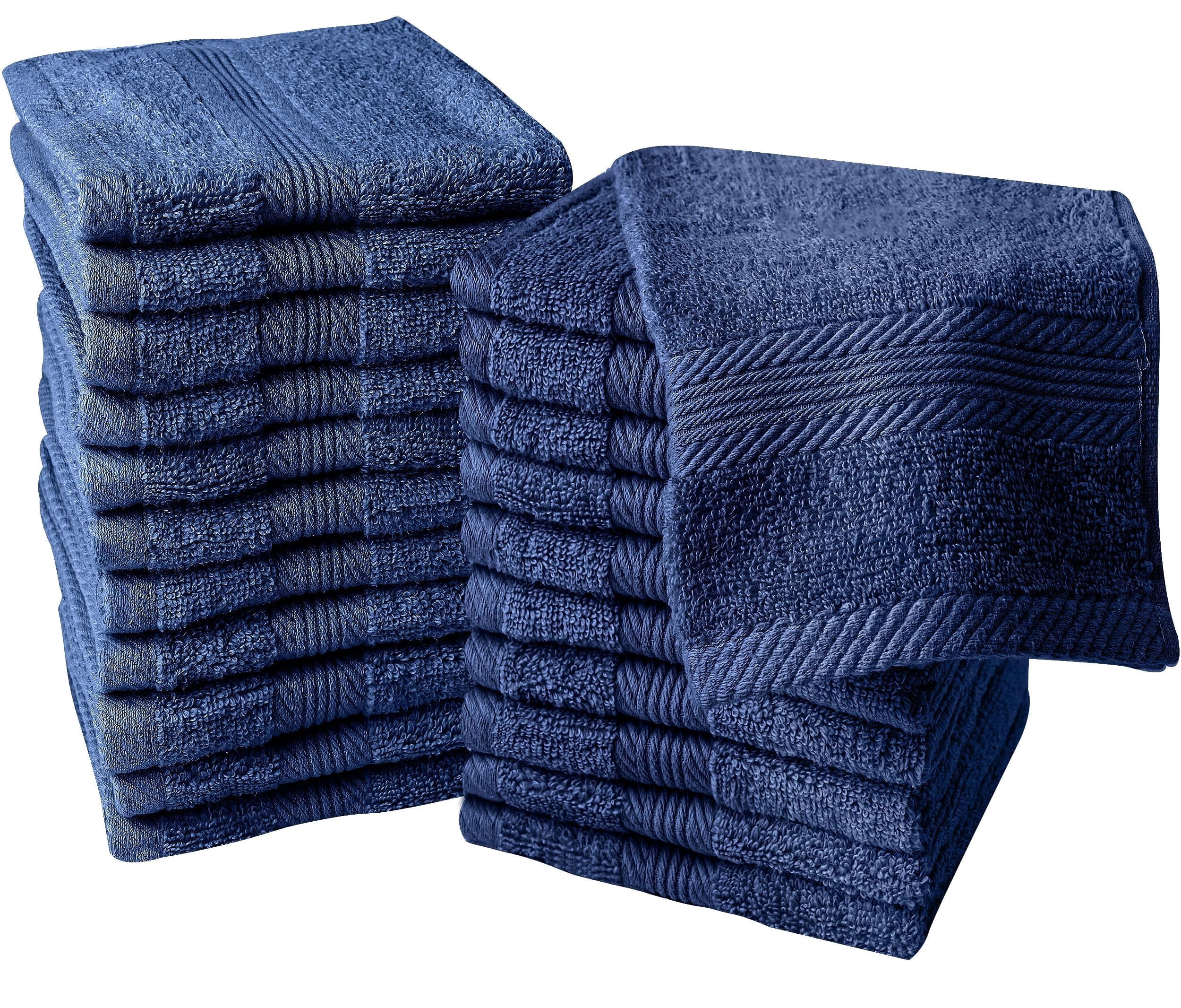 Linteum Textile Supply 13x13 Washcloth (Navy Blue) – 100% Ring Spun Cotton Zero Twist Towels | Absorbent, Quick Dry, Durable for Bathroom, Spa, Gym (12 Pack)