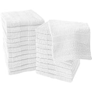 Linteum Textile Face Towel Set, 13x13 Inch, 100% Soft Cotton, 16 Single Ring Spun Washcloths, Absorbent & Durable Face Towel for Household, Spa, Gym and Hotels - 12 Pack (White)