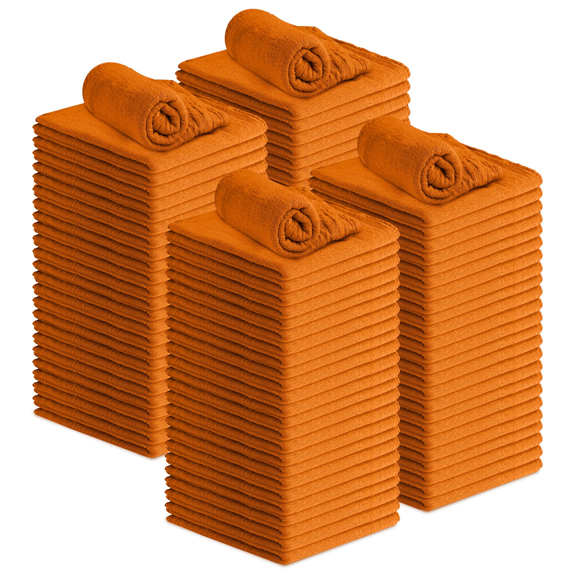 Linteum Textile (150Pack, 12x14 In., Orange) Cotton Shop Towels Absorbent Shop Rags and