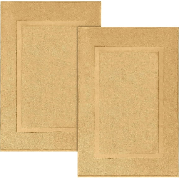 Linteum Textile (2-Pack, 21x30 in., Beige) 100% Cotton Bath Mats [Not a Bathroom Rug]