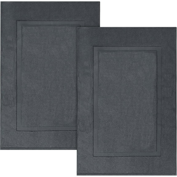 Linteum Textile (2-Pack, 21x30 in., Grey) 100% Cotton Bath Mats [Not a Bathroom Rug]