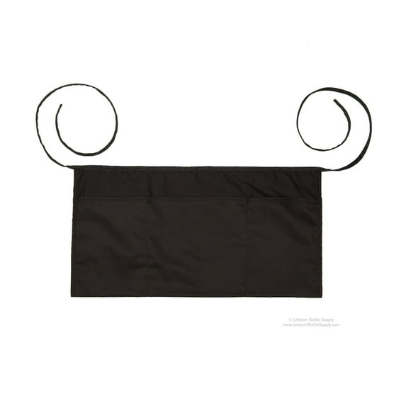 Linteum Textile (2-Pack, 24x12 in, Black) 3-Pocket Waiter WAIST APRON
