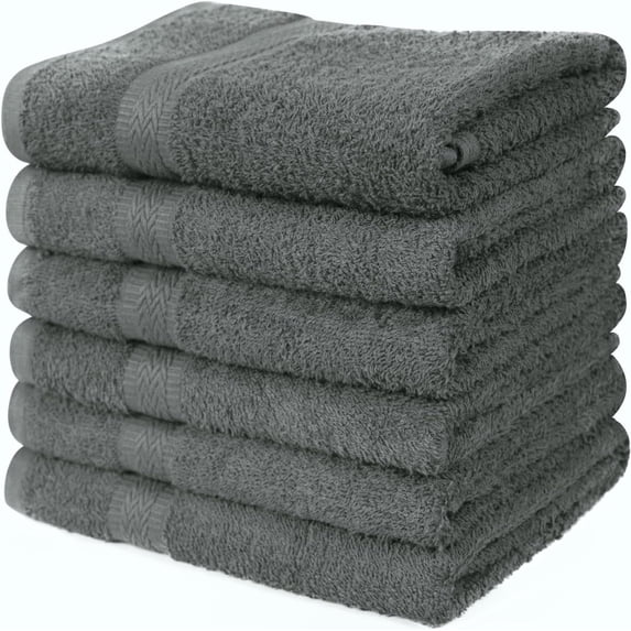 Linteum Textile 20x40 Inch, 100% Cotton Hair Towels, Grey (6 Pack)