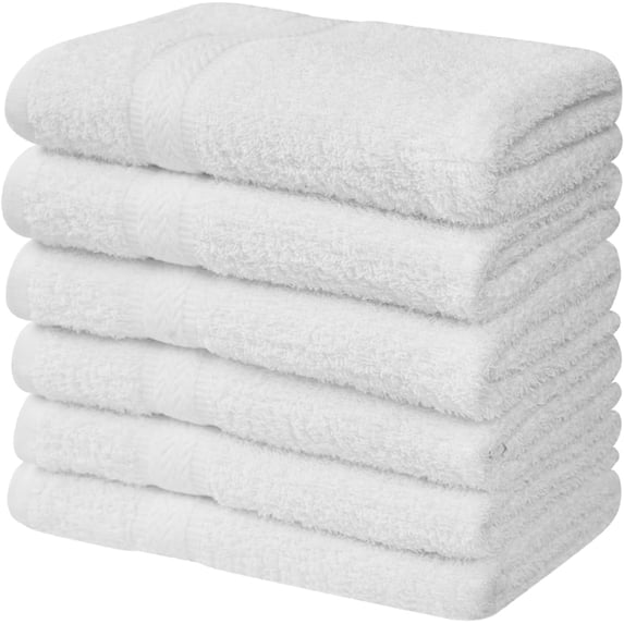 Linteum Textile 20x40 Inch, 100% Cotton Hair Towels, White (6 Pack)
