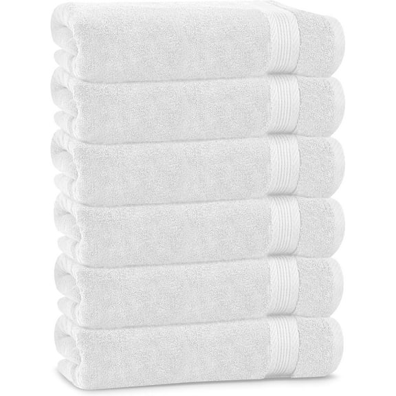 Linteum Textile 20x40 Inch, 100% Cotton Zero Twist Luxury Hair Towels, White (6 Pack)