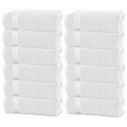 Linteum Textile 22x44 in, 100% Cotton Zero Twist Luxury Small Bath Towels (White) 12 Pack