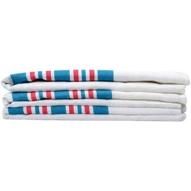 Linteum Textile (3Pack, 30x40 in) Receiving HOSPITAL BABY BLANKETS, 100 Cotton, White w/Blue