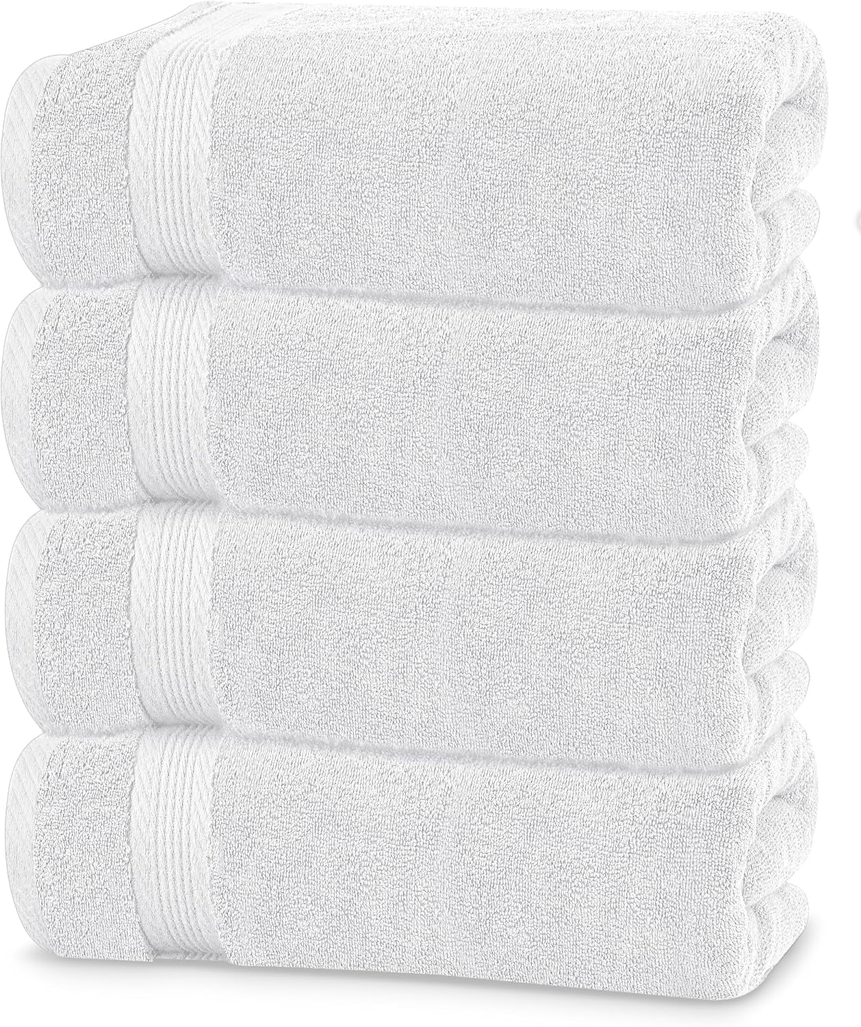 Linteum Textile 4 Pack Premium Bath Towels 27x54 Inches 100% Ring Spun Cotton (White)