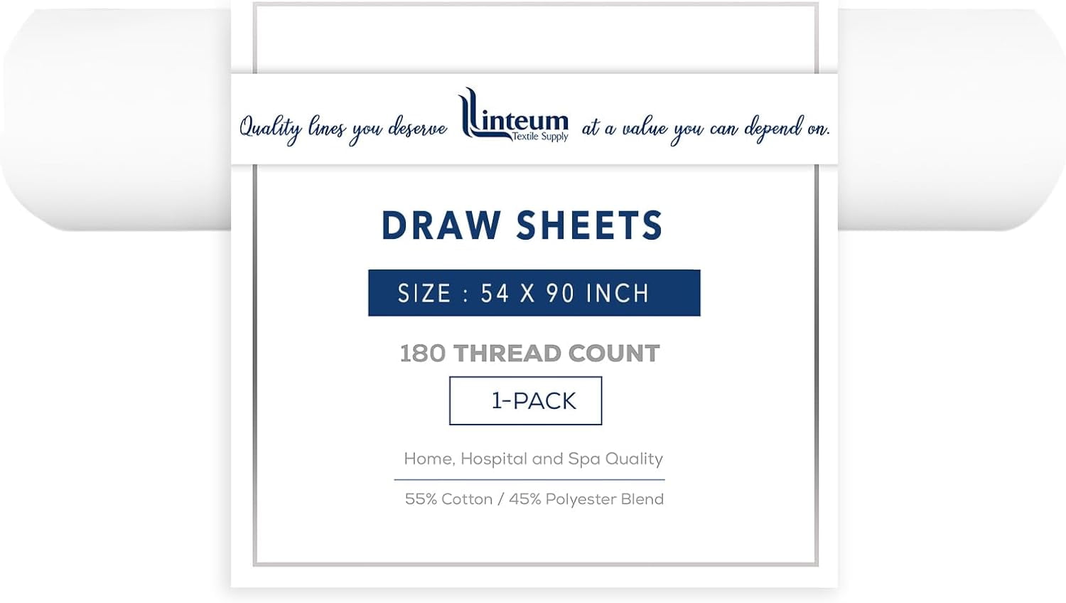 Linteum Textile 54x90 White Draw Sheets 180 Thread Count Polycotton