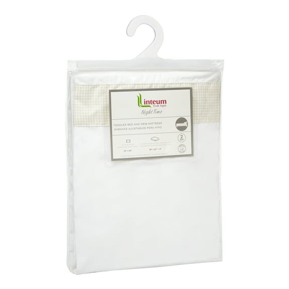 Linteum Textile Beige Gingham Toddler and Crib Mattress Sheet Set (1-Pack 28”x52”x9”)
