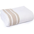 thumbnail image 1 of Linteum Textile Cotton Blended 70x90 in Hospital Bath Blanket,1.75 lb. White-Beige Stripe, 1 of 7