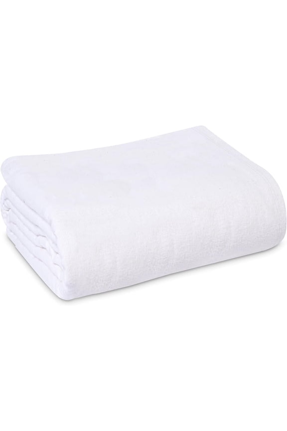 Cotton Blended 70x90 in Hospital Bath Blanket, 1.75 lb. White