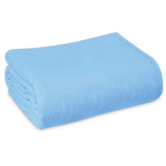 Linteum Textile 100% Cotton Hospital Patient Bath Blanket, Bed Bath Sheet, Twin Blanket Lightweight Sheet Blankets 70x90 in, 1.75 lb. Blue