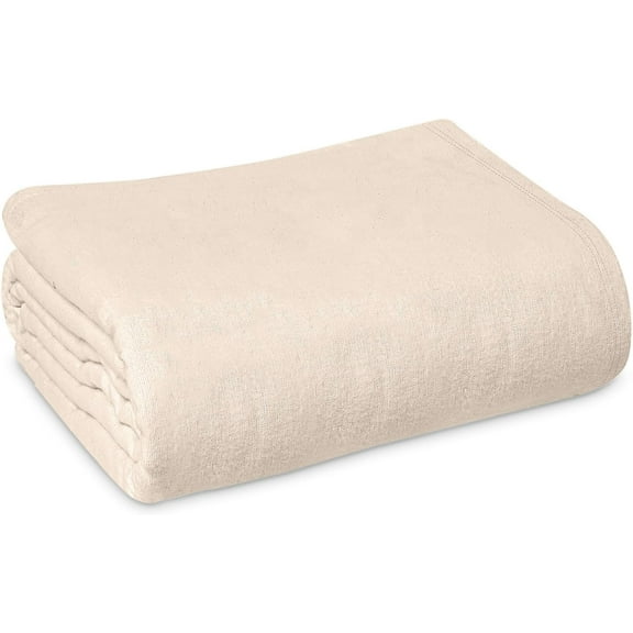 Linteum Textile Cotton Blended 70x90 in Hospital Bath Blanket, 1.4 lb. Unbleached, 2 Pack