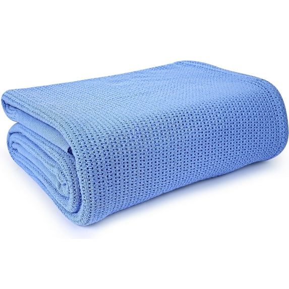 Linteum Textile Hospital Thermal Blanket 66x90 in,100% Cotton 2.5 lb (Blue,Twin) 1 Pack