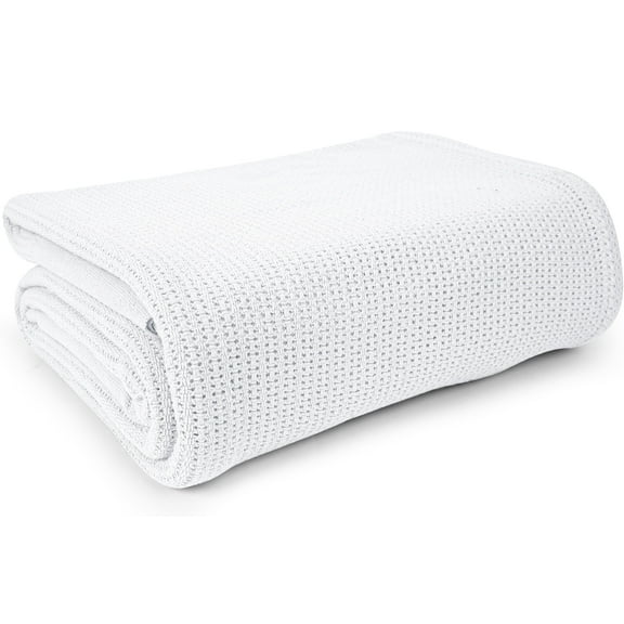 Linteum Textile Hospital Thermal Blanket 66x90 in,100% Cotton 2.5 lb (White,Twin) 1 Pack
