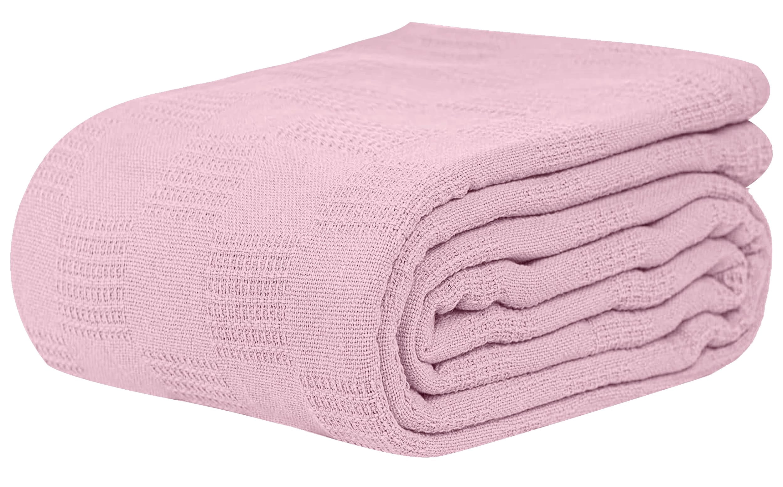 Linteum Textile Hospital Thermal SNAGLESS Spread Blanket, 100% Cotton (74x100 in, Mauve) 2 Pack