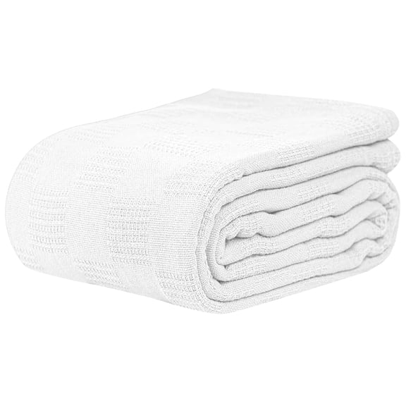 Linteum Textile Hospital Thermal SNAGLESS Spread Blanket, 100% Cotton (74x100 in, White)