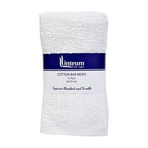 Linteum Textile Kitchen Towels 100% Cotton Terry Bar Mops Pack of 12 (16x19 inches) White