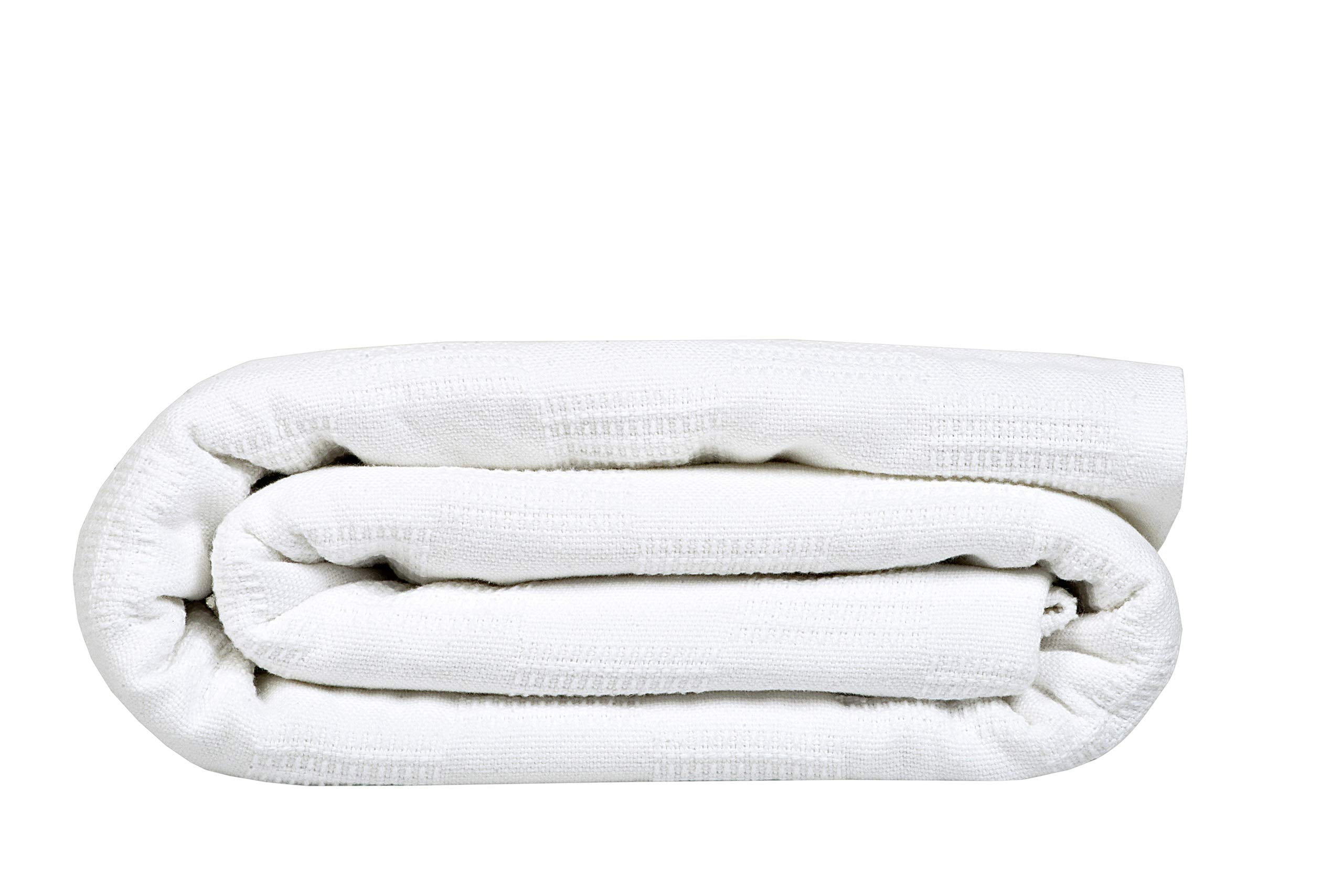 Linteum Textile Supply 100% Cotton Thermal Snag-Free Blanket (White, Queen) 90x90 in