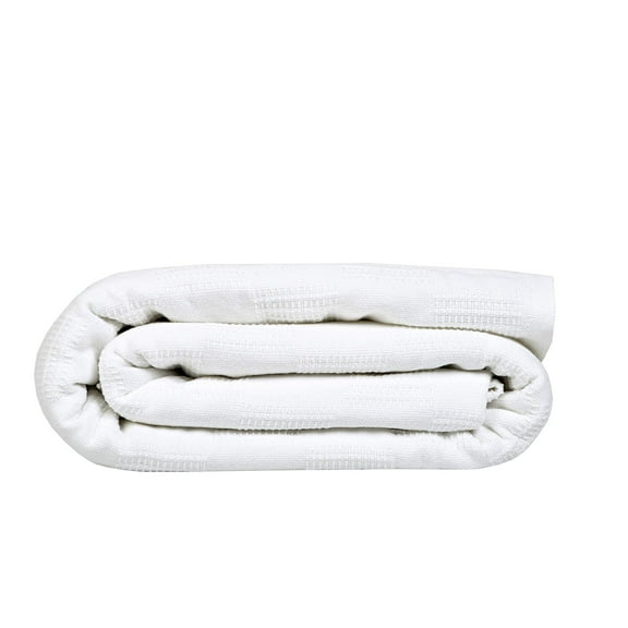 Linteum Textile Supply 100% Cotton Thermal Snag-Free Blanket (White, Twin) 66x90 in