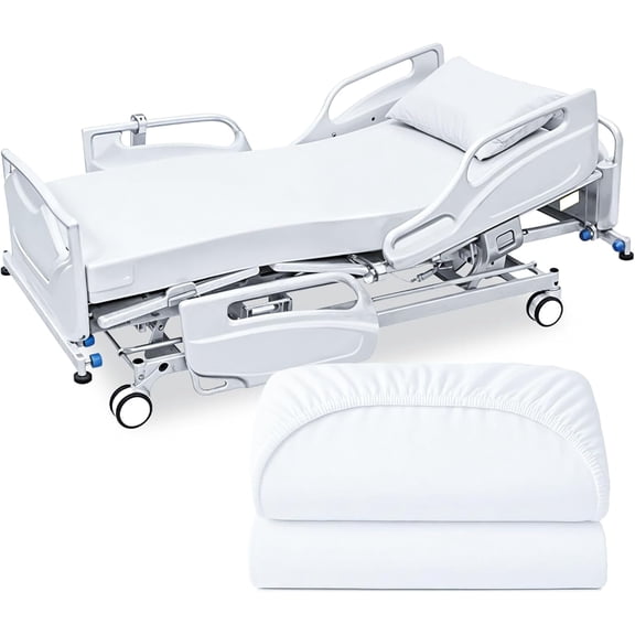 Linteum Textile Supply Bariatric Jersey Knit Fitted Sheets, 48"x86"x14" – 2 Pack – Soft Cotton Blend Hospital Bed Sheets for Nursing Homes, Assisted Living & Healthcare Use – White