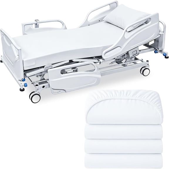 Linteum Textile Supply Bariatric Jersey Knit Fitted Sheets, 48"x86"x14" – 4 Pack – Soft Cotton Blend Hospital Bed Sheets for Nursing Homes, Assisted Living & Healthcare Use – White