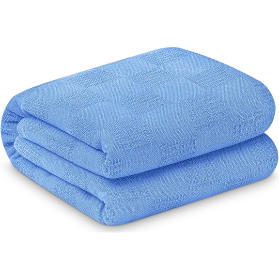 Linteum Textile Supply Institutional Snag-Free 74x100 Hospital Blanket, Blue 12 Pack