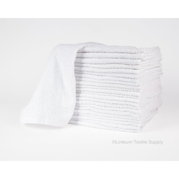 Linteum Textile Supply Kitchen Towels Super Absorbent 100% Terry Cotton Bar Mops for Home, Kitchen and Bar Cleaning, Pack of 24, Solid (16x19 inches) White