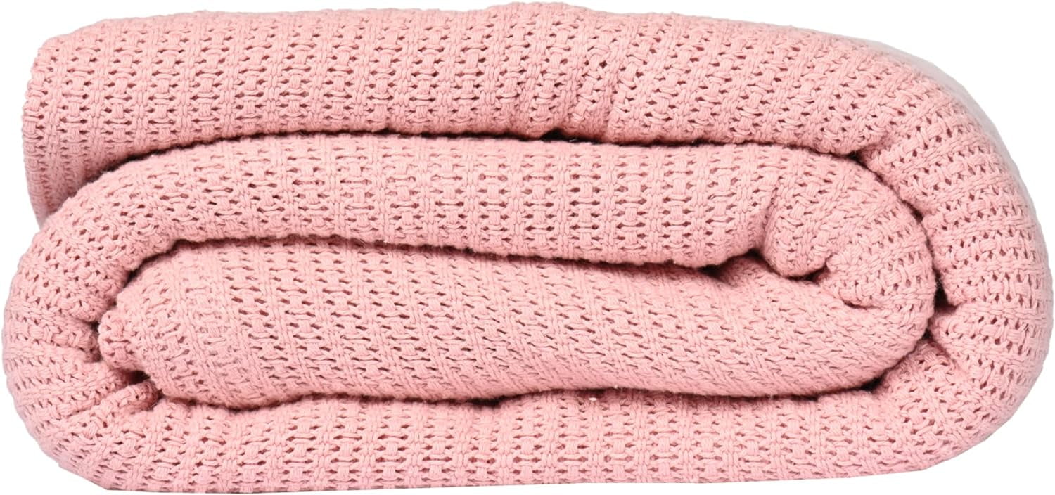 Linteum Textile Supply Leno Weave Blanket (Rose, Queen) Lightweight