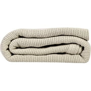 Linteum Textile Supply Leno Weave Blanket (Taupe, Queen Lightweight, Extra-Fluffy, and Durable Soft Blanket, Made from 100% Cotton Material for Bed & Couch, 90x90 Inches