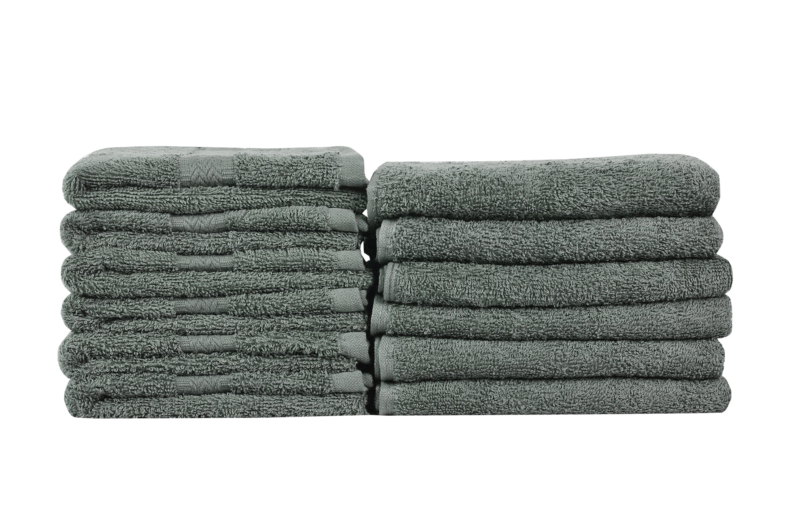 Linteum Textile Supply Premium Hand Towels (Grey) Absorbent Towel Set with Ring Spun 100% Cotton Material for Hotel, Salon, Gym & More (12-Pack, 16x27 inches)