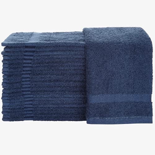 Linteum Textile Supply Premium Hand Towels (Navy Blue) Absorbent Towel Set with Ring Spun 100% Cotton Material for Hotel, Salon, Gym & More (12-Pack, 16x27 inches)