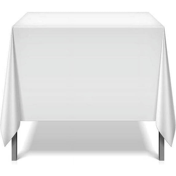 Linteum Textile Supply White Polyester Tablecloths - Wrinkle Resistant Square Table Covers, 52 x 52 in - Perfect for Parties, Weddings, Kitchens, Restaurants (2 Pack)