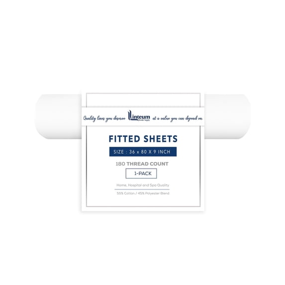 Linteum Textile Twin White Fitted Sheet, 180 Thread Count (1 Pack, 36x80x9 in)