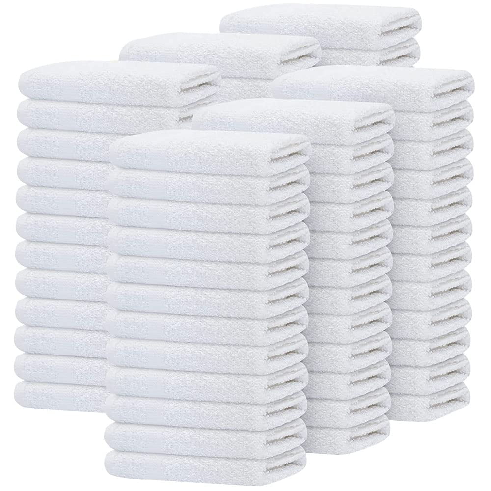 White Cotton Blend 12x12 Washcloth Set, 60 Pack