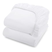 Linteum Textile White Fitted Jersey Knit Hospital Bed Sheet, 19 oz. [36x84x16 in] 2 Pack