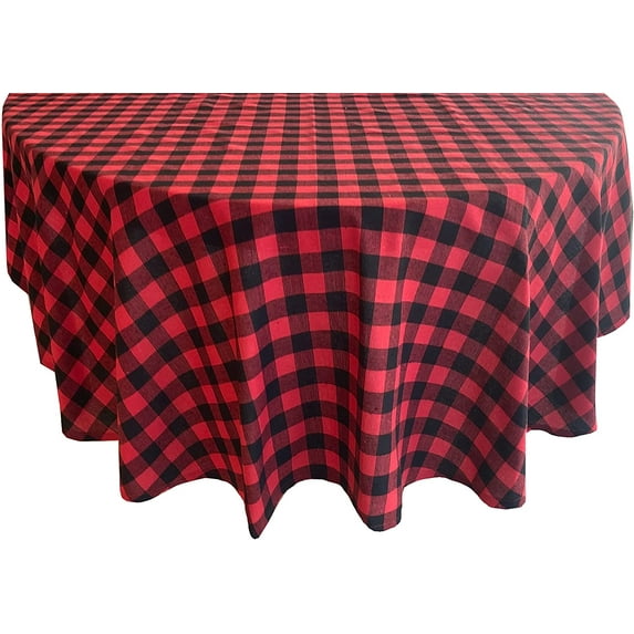 Christmas Country Rustic Red and Black Buffalo Plaid 60 x 84 inch Oval Cotton Fabric Tablecloth