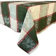 thumbnail image 1 of Christmas Golden Mistletoe and Ribbon Cotton Jacquard 60 x 84 inch Rectangle Fabric Dining Tablecloth, 1 of 7