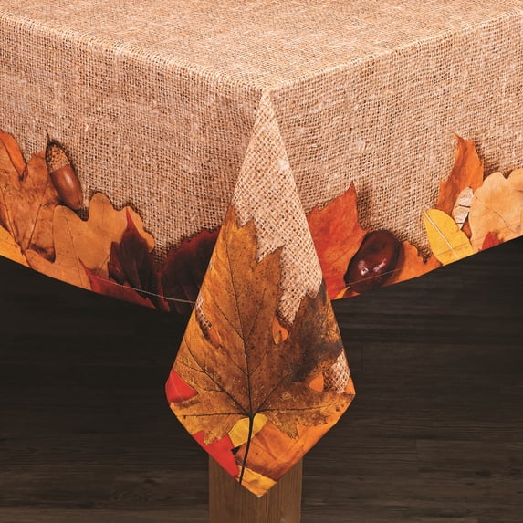 Lintex Linens Autumn Leaves 100% Cotton Tablecloth 60" X 84"