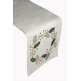 thumbnail image 1 of Lintex Linens Holly Wreath Festive Holiday Stain Resistant 100% Polyester Table Runner, 1 of 2