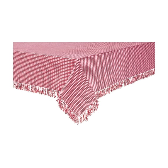 Lintex Linens Homespun Check 100% Cotton Woven Fringed Tablecloth 52"X70", Red